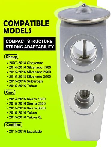 15-51325 A/C Expansion Valve with Seals and bolts Compatible with 2007-2018 Chevy Cheyenne 2014-2016 Chevy Silverado 1500 2500 Suburban Tahoe Gmc Sierra 1500 2500 3500 Yukon Replaces EX9745C 22989959 in Kuwait
