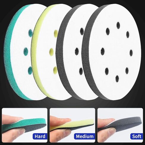 85 Pack Orbital Sander Interface Pads Hook and Loop - Upgraded Foam Sanding Pads with 5 Inch 8 Holes Soft & Hard Sponge Cushion - Surfprep Sander Backing Pad Sandpaper for Flexibility & Balancing in Kuwait