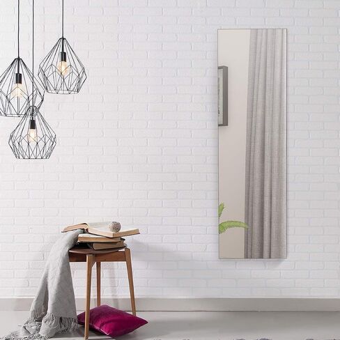 Goflame Jewellry Cabinet Door Wall Mouted ، 47.5 "مرآة كاملة الطول مع مصابيح تخزين ومصابيح LED ، منظم مجوهرات قابلة للقفل للنساء ، الفتيات ، البلوط الخفيف in Saudi Arabia