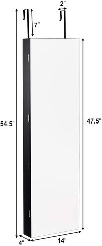 Goflame Jewellry Cabinet Door Wall Mouted ، 47.5 "مرآة كاملة الطول مع مصابيح تخزين ومصابيح LED ، منظم مجوهرات قابلة للقفل للنساء ، الفتيات ، البلوط الخفيف in Saudi Arabia