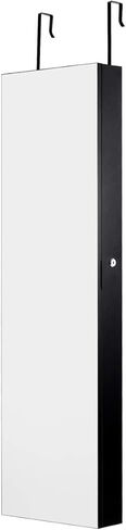 Goflame Jewellry Cabinet Door Wall Mouted ، 47.5 "مرآة كاملة الطول مع مصابيح تخزين ومصابيح LED ، منظم مجوهرات قابلة للقفل للنساء ، الفتيات ، البلوط الخفيف in Saudi Arabia