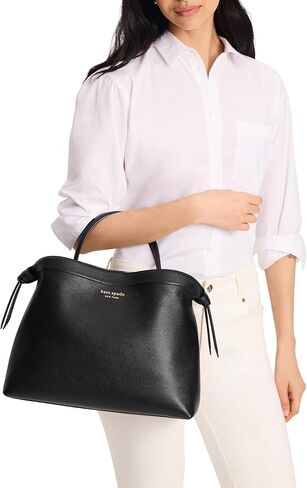 kate spade new york Knott Pebbled Leather Top Handle, Black in Kuwait