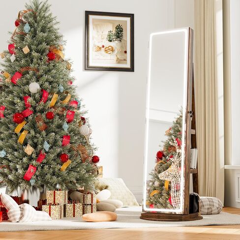 Nunu Lab Mirror Jewelry Cabinlet يقف مع 6 LEDs مرآة مدمجة ، منظم مجوهرات قابل للقفل مع مرآة ودرج 360 درجة بطول كامل ، مجوهرات مع 3 أرفف تخزين ، أبيض in Kuwait