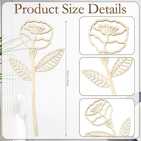 36 Pcs Wooden Wildflower Decor Set Wood Flowers Cutout Signs Wildflowers Stems Laser Cut Flowers for Home Birthday Mothers Day Gift Holiday Art DIY Decoration (10 Inch) in Saudi Arabia