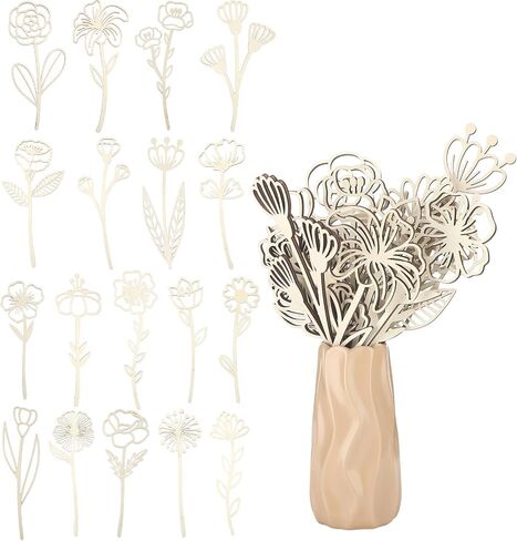 36 Pcs Wooden Wildflower Decor Set Wood Flowers Cutout Signs Wildflowers Stems Laser Cut Flowers for Home Birthday Mothers Day Gift Holiday Art DIY Decoration (10 Inch) in Saudi Arabia