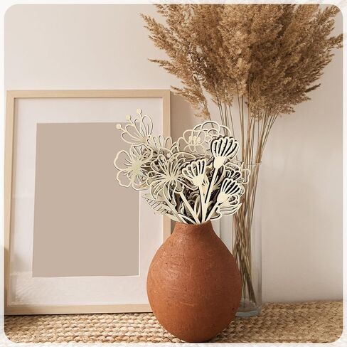 36 Pcs Wooden Wildflower Decor Set Wood Flowers Cutout Signs Wildflowers Stems Laser Cut Flowers for Home Birthday Mothers Day Gift Holiday Art DIY Decoration (10 Inch) in Saudi Arabia