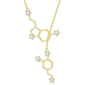 PELOVNY Serotonin Necklace 925 Sterling Silver Happiness Dopamine Molecule Lariat Y Necklace Science Jewelry Chemistry Gifts for Women Mom Girlfriend Her BFF in Kuwait