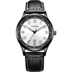 الساعات الكلاسيكية للرجال الذين يعانون من التقويم مقاوم للماء مضيئة وقت القراءة وقت القراءة الأرقام العربية يرتدي ملابس in Kuwait