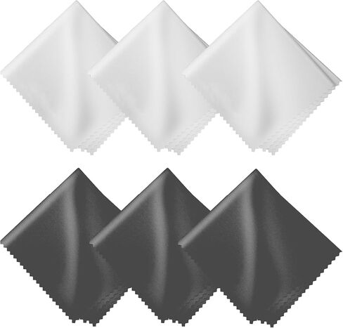 Clothible Cleaning Cloths 6 Pack-6 × 7 بوصة من العدسات والنظافة الخالية من الوبر-النظارات ، الكاميرا ، الهاتف ، الكمبيوتر اللوحي ، التلفزيون-3 رمادي داكن و 3 أبيض-ملفوف بشكل فردي ، خالي من الخدش ، خالي من الخطوط ، قابلة لإعادة الاستخدام in Kuwait