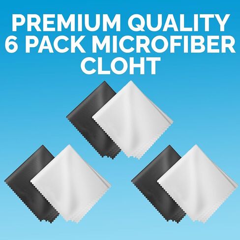 Clothible Cleaning Cloths 6 Pack-6 × 7 بوصة من العدسات والنظافة الخالية من الوبر-النظارات ، الكاميرا ، الهاتف ، الكمبيوتر اللوحي ، التلفزيون-3 رمادي داكن و 3 أبيض-ملفوف بشكل فردي ، خالي من الخدش ، خالي من الخطوط ، قابلة لإعادة الاستخدام in Kuwait