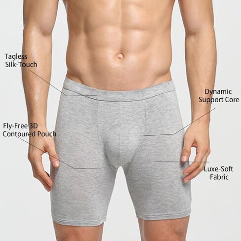 Men's Boxer Briefs- Ultra Soft Underwear with Moisture Wicking & No Ride Up,Breathable Comfort for Everyday in Saudi Arabia