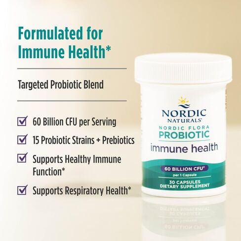 Nordic Naturals Nordic Flora Probiotic Women's Balance - 30 كبسولة - 12 سلالة بروبيوتيك مع 60 مليار ثقافة - دعم معوي، صحة المهبل - نباتي - 30 حصة in Kuwait
