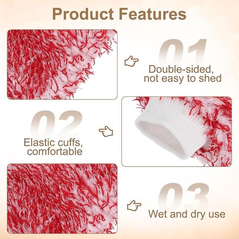 HARFINGTON 4pcs Chenille Microfiber Car Wash Mitts 10.2" x 6.7" Scratch Free Wash Gloves Absorbent Double Sided Plush Cleaning Drying Mitts for Car Washing Home, Red in Saudi Arabia