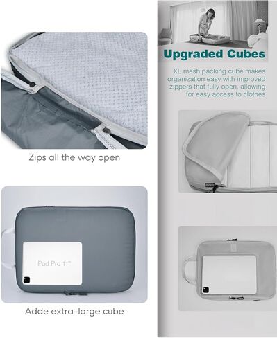 Travel Luggage Packing Organizers Set of 3 - Compression Packing Cubes for Suitcases, Grey in Saudi Arabia