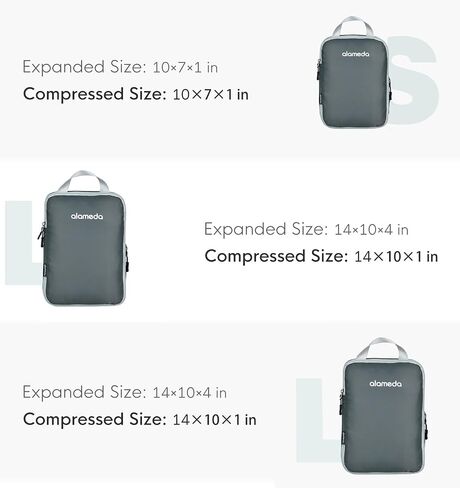 Travel Luggage Packing Organizers Set of 3 - Compression Packing Cubes for Suitcases, Grey in Saudi Arabia