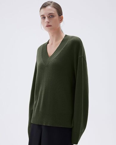 SUUKSESS Women Cashmere Oversized V Neck Pullover Sweaters Long Sleeve Jumpers in Saudi Arabia