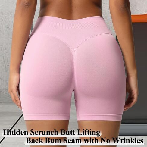 Biker Shorts for Women Gym Workout Booty Lifting Impact Shorts Hidden Scrunch Butt Lift Activewear Compression SweatShorts in Saudi Arabia