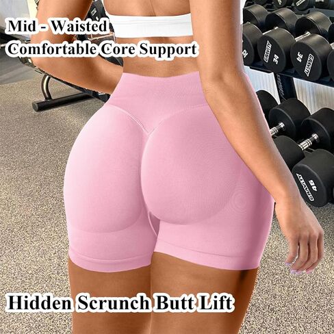 Biker Shorts with Pockets for Women Gym Workout Booty Lifting Mid Rise Impact Shorts Hidden Scrunch Butt Lift SweatShorts in Saudi Arabia