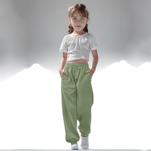 Girls Sweatpants Baggy High Waisted Cinch Bottom Joggers with Pockets Cute Preppy Track Pants Casual Fashion Clothes in Saudi Arabia