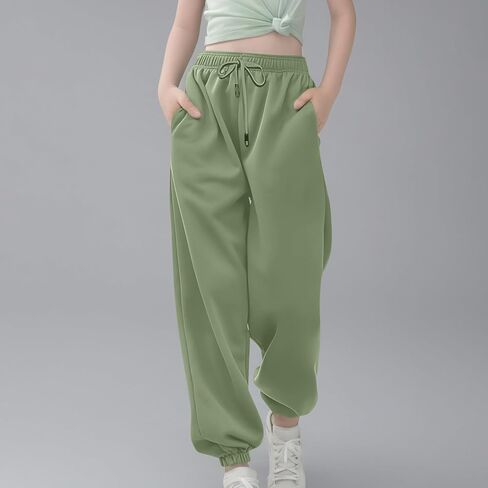 Girls Sweatpants Baggy High Waisted Cinch Bottom Joggers with Pockets Cute Preppy Track Pants Casual Fashion Clothes in Saudi Arabia