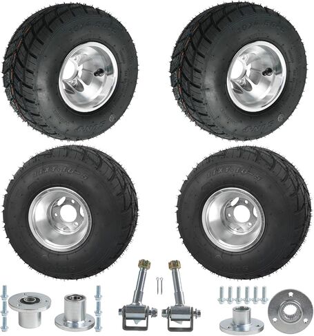 10x4.50-5 أمامي و 11 × 7.10-5 إطارات وعجلات أمطار خلفية ، وإطارات kart و 5 "3 حافات العروة لسباق كارت غولف عربة الرباعي دريفت ترايك دراجات صغيرة karting ، مع محور العجلات ومباركات التوجيه (الذهب) in Saudi Arabia