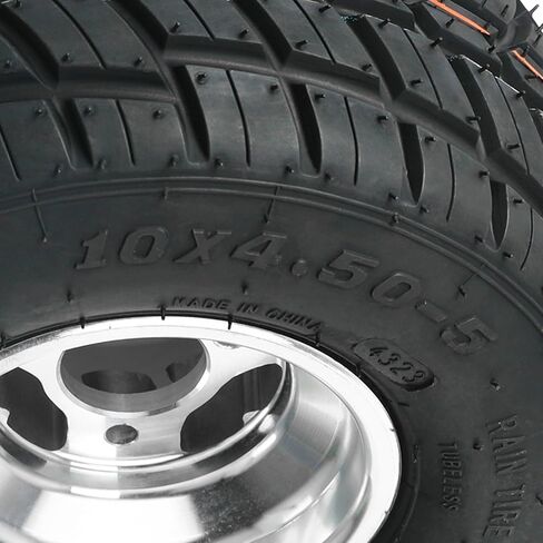 10x4.50-5 Front & 11X7.10-5 Rear Rain Road Tires and Wheels, 10x4.5-5 10x4.50x5 11X7.10x5 Go Kart Tires and 5" Rims, 3 Lug for Racing Kart Golf Cart Quad Drift Trike Mini Bikes Karting, Set of 4 in Kuwait