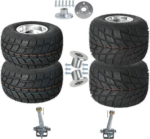 4 Sets 5 inch Go-Kart Wheels Rain Tires Front 10x4.50-5 + Rear 11x7.10-5 Tire Wheel and Rim 3 Holes with Steering Knuckle 50mm Wheel Hubs for Racing Karting Drift Trike Mini Bike ATV Kart-Racer in Saudi Arabia
