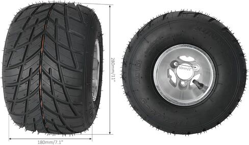 4 Sets 5 inch Go-Kart Wheels Rain Tires Front 10x4.50-5 + Rear 11x7.10-5 Tire Wheel and Rim 3 Holes with Steering Knuckle 50mm Wheel Hubs for Racing Karting Drift Trike Mini Bike ATV Kart-Racer in Saudi Arabia