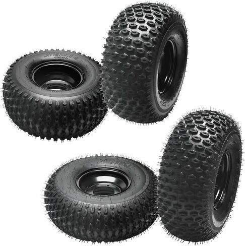 4PC ATV Tire & Wheel Set – 2 Front 19x7-8 + 2 Rear 18x9.50-8 Tubeless Tires with 4-Lug 110mm Bolt Pattern Rims – All-Terrain Quad, Go Kart, 4 Wheeler Replacement 19x7.00-8 18x9.5-8 Wheels in Saudi Arabia