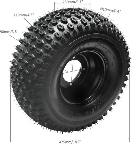 4PC ATV Tire & Wheel Set – 2 Front 19x7-8 + 2 Rear 18x9.50-8 Tubeless Tires with 4-Lug 110mm Bolt Pattern Rims – All-Terrain Quad, Go Kart, 4 Wheeler Replacement 19x7.00-8 18x9.5-8 Wheels in Saudi Arabia