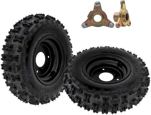 2-Pack 4.10-6 ATV Tire & Wheel Set with 78mm 3-Stud 23T Spline Rear Axle Hubs – 4.10x6 Tubeless Off-Road Tires Rims for Go Kart, Mini Bike, Drift Trike, Quad, Fun Cart, Scooter, Lawn Mower, 4 Wheeler in Saudi Arabia