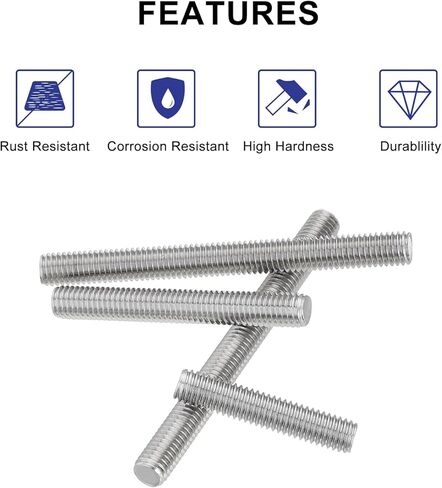 Uxcell M4 x 80mm 304 الفولاذ المقاوم للصدأ قضيب ملولب بالكامل ترصيع فضي اللون 20 قطعة in Saudi Arabia