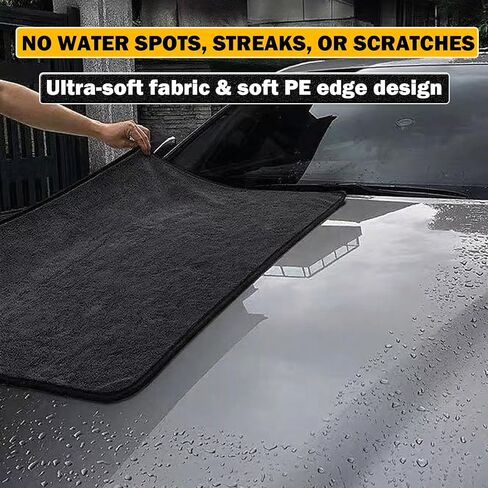 Car Drying Towel (36"x 24"/3ft x 2ft), 2 Pack Ultra Absorbent Microfiber Drying Towels for Cars, Leave No Streaks, Scratches or Water Spots, Extra Large Drying Towels Car Detailing for Cars in Saudi Arabia