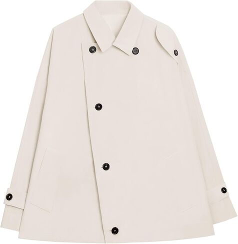معطف Tankaneo Womens Trench Coat Single Single Breasted Lapel المعاطف الضخمة الضخمة سترة قصيرة in Saudi Arabia