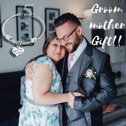Infinity Collection Mother of the Groom Bracelet Jewelry | Silver Plated Snake Chain Bracelet | Heart Charm Pendant Engraved with Mother of the Groom | Best Gift for Mother of the Groom in Saudi Arabia