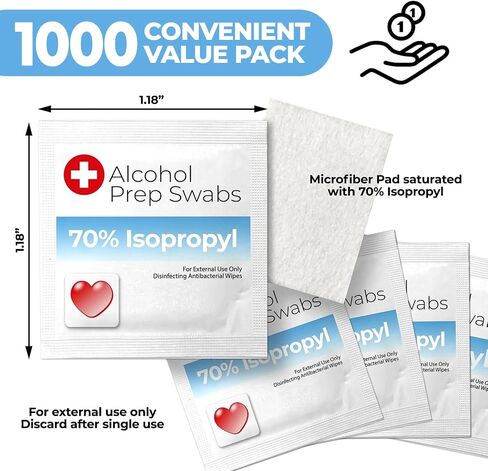 Alcohol Wipes individually Wrapped - 300 Pack Isopropyl Alcohol Wipes, Alcohol Prep Pads, Great for Home, Medical and First Aid Kits, Individually Wrapped Swabs in Saudi Arabia