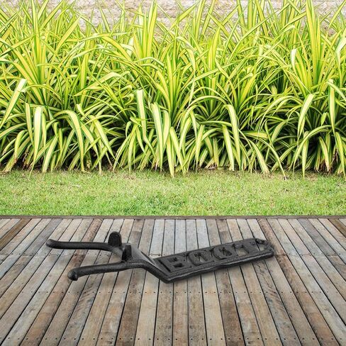 MyGift Vintage Heavy Duty Cast Iron Boot Jack Puller & Shoe Remover with Carved BOOT Label - Durable Boot Removal Shoe Horn Tool for Easy Footwear Access in Saudi Arabia
