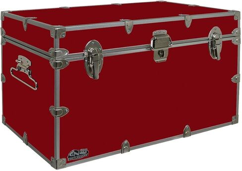 C&N Footlockers - XL Graduate Storage Trunk - Made in the USA - STEEL Footlocker for College Dorm Room & Summer Camp - 32 x 18 x 18.5 Inches (Red) in Kuwait