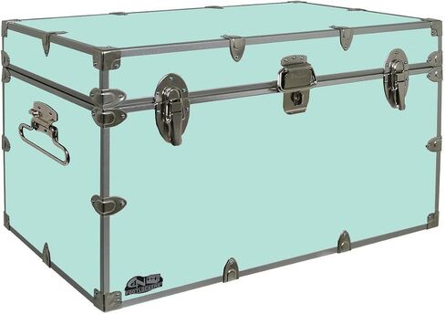 C&N Footlockers - Tructing Storage Trunk - مصنوع في الولايات المتحدة الأمريكية - Footlocker الصلب لغرفة النوم الكلية والمخيم الصيفي - 32 × 18.5 بوصة (أحمر) in Kuwait
