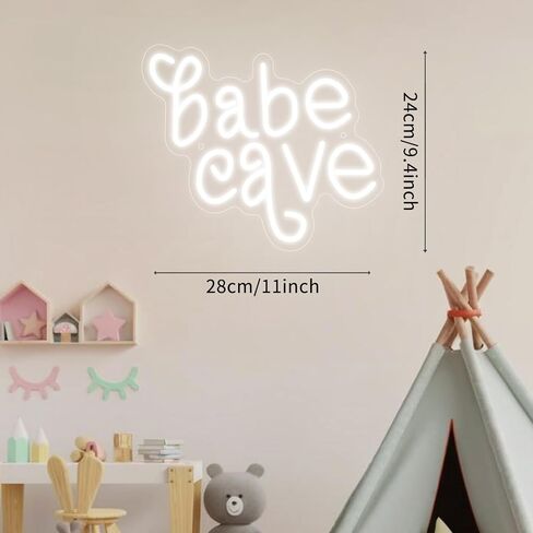 Neonawall Babe Cave Casery Neon Sign ، USB LED Neon Light Wall Art ، Dimmable Light Up Sign for Bedroom Baby Room Decor in Kuwait