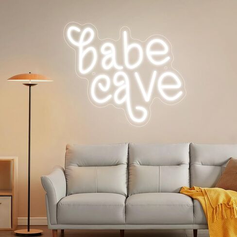 Neonawall Babe Cave Casery Neon Sign ، USB LED Neon Light Wall Art ، Dimmable Light Up Sign for Bedroom Baby Room Decor in Kuwait