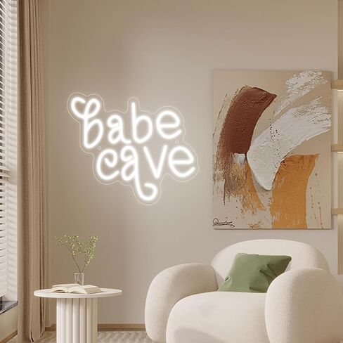 Neonawall Babe Cave Casery Neon Sign ، USB LED Neon Light Wall Art ، Dimmable Light Up Sign for Bedroom Baby Room Decor in Kuwait