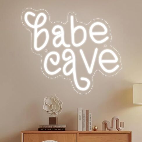 Neonawall Babe Cave Casery Neon Sign ، USB LED Neon Light Wall Art ، Dimmable Light Up Sign for Bedroom Baby Room Decor in Kuwait