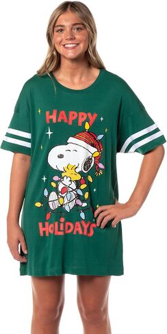 INTIMO Peanuts Women's Christmas Happy Holidays Snoopy Nightgown Pajama Shirt Dress For Adults in Saudi Arabia