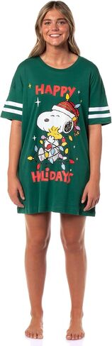 INTIMO Peanuts Women's Christmas Happy Holidays Snoopy Nightgown Pajama Shirt Dress For Adults in Saudi Arabia
