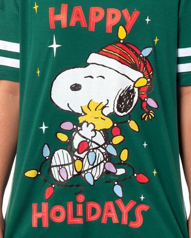 INTIMO Peanuts Women's Christmas Happy Holidays Snoopy Nightgown Pajama Shirt Dress For Adults in Saudi Arabia