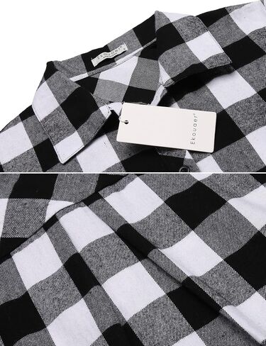 Ekouaer Women's Cotton Nightgown Long Sleeve Plaid Sleep Shirts Button Down Sleepwear with Pockets in Saudi Arabia