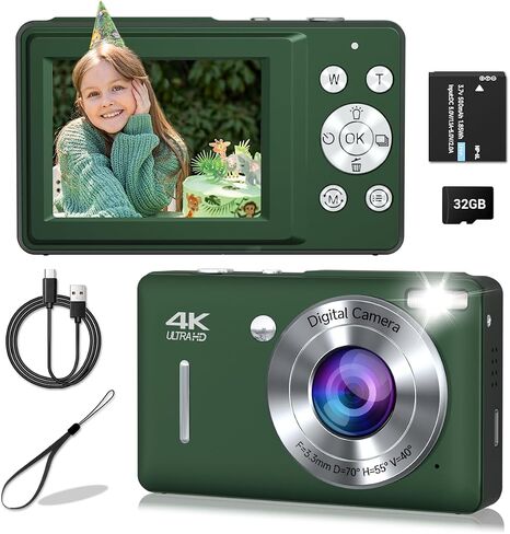 Digital Camera, 44MP Compact Camera, FHD 1080P Point and Shoot Digital Cameras with 16X Zoom, Face Detect, Smile Capture, Anti Shake, for Boys Girls Teens Gifts (White) in Saudi Arabia