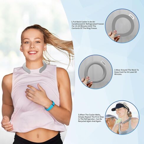 Neck Cooler Ice Cold Ring,Wearable Body Cooling Tube for Heat and Hot Weather, Neck Gel Ice Pack for Outdoor Workers, Sports, Relief from Hot Flashes Or Fever, Reusable Wraps Neck Collars (sky blue) in Saudi Arabia