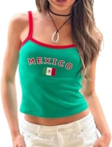 LRF Graphic Top Baby Tee Y2k Tops Brazil Shirts Crop Top 2000s Top Spaghetti Strap Tank Top Mexico Top Vintage Top in Saudi Arabia